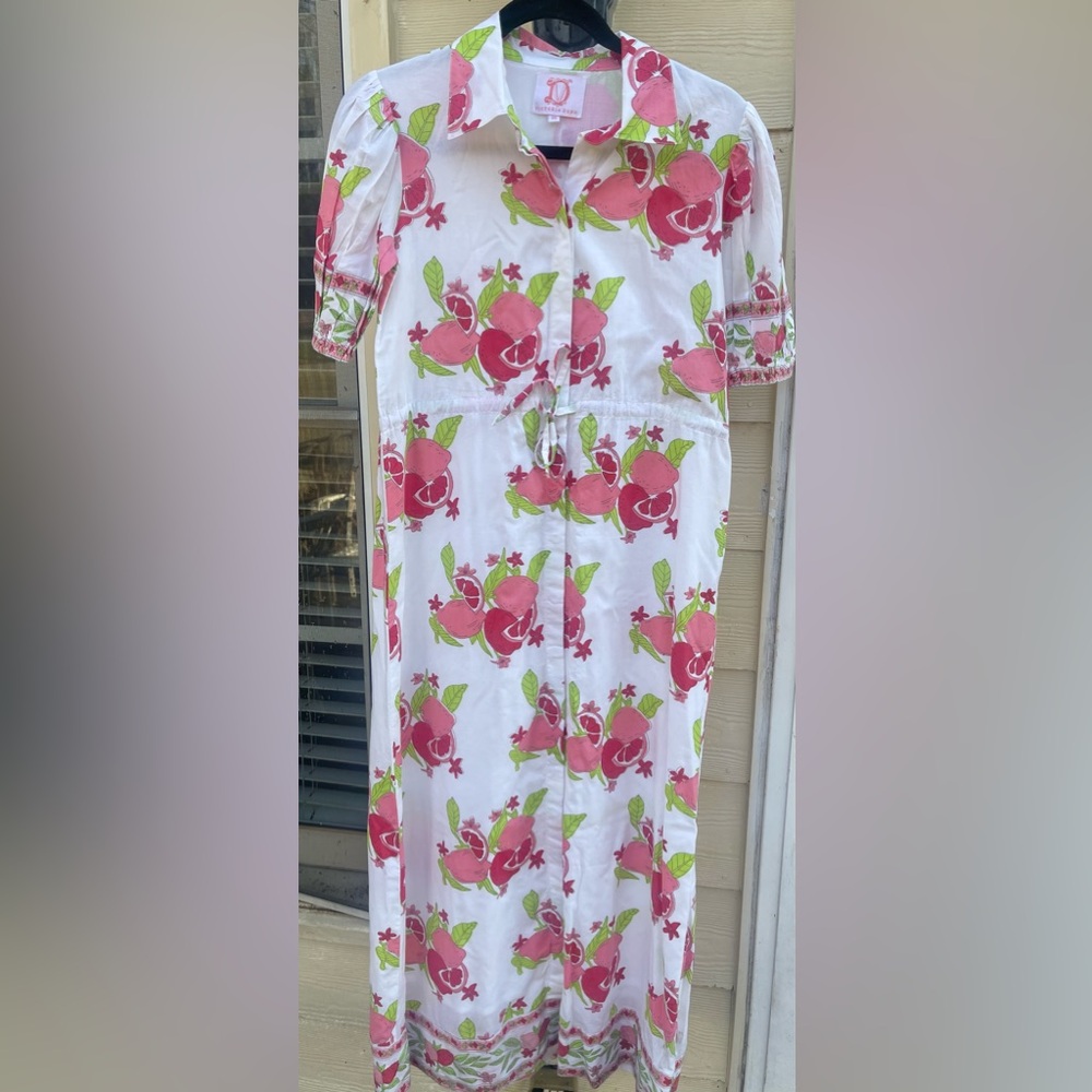 Victoria Dunn Pink Lemon Maxi Shirtdress Sz XS